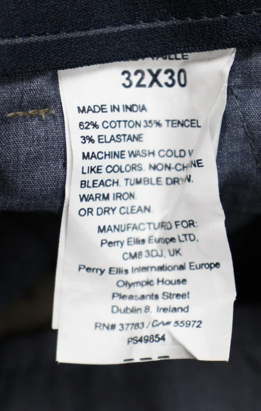 Perry Ellis Portfolio Essentials Pants Mens 32x30 Khaki Slim Fit Stretch Chino